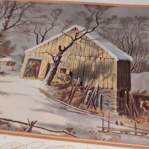 Vintage Currier and Ives Winter Scenes Plastic Coated Placemats